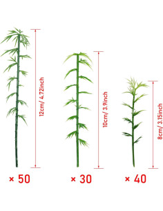 Woohome 120 PCS Árboles de Bambú Plástico Verde 3 Tamaños 2
