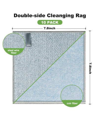 10 Trapos de Cocina de Alambre Jeymei Doble Cara Azul