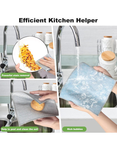 10 Trapos de Cocina de Alambre Jeymei Doble Cara Azul