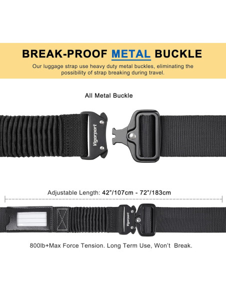 Correas de Equipaje Vigorport 2 Piezas Ajustables TSA