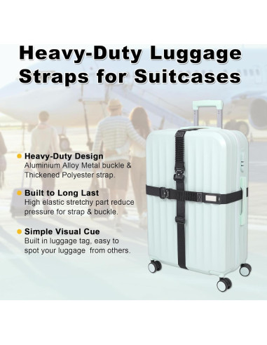 Correas de Equipaje Vigorport 2 Piezas Ajustables TSA