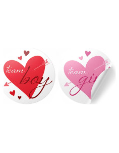 Stickers de Revelación de Género - 40 Corazones Rojos y Rosas