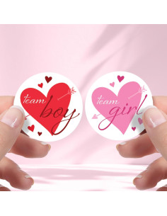 Stickers de Revelación de Género - 40 Corazones Rojos y Rosas 2