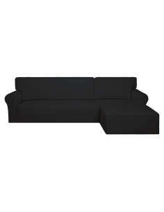 Cubierta de Sofá Seccional PureFit 2 Pcs Antideslizante Negro