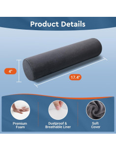 Almohada Cervical Cilíndrica SereneCloud 44.2x10.2cm Gris 2