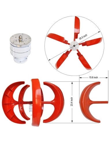 Generador Eólico Pikasola 200W 12V 5 Palas Vertical