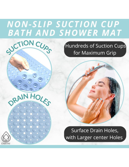 Alfombrilla de Baño Antideslizante ENKOSI 101.6x40.6 cm Azul Aqua