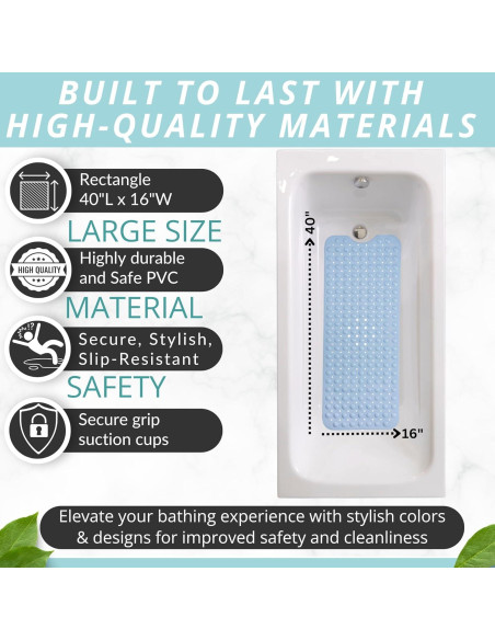 Alfombrilla de Baño Antideslizante ENKOSI 101.6x40.6 cm Azul Aqua