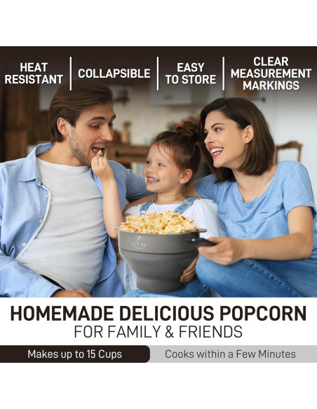 Popcorn Popper de Silicona Zulay Kitchen Plegable 15 Tazas