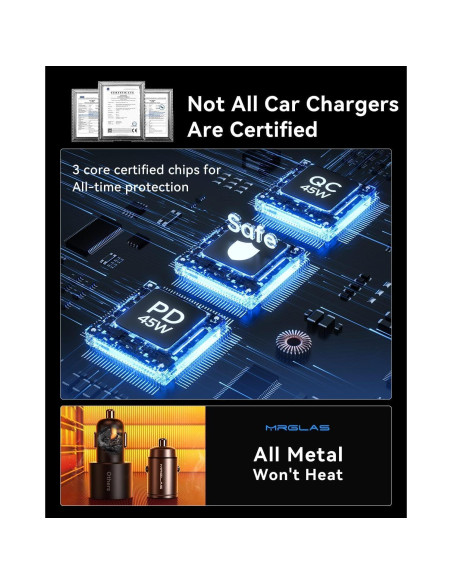 Cargador de coche MRGLAS 90W USB C Rápido con Cable 1m Cargador de coche MRGLAS 90W USB C Rápido con Cable 1m