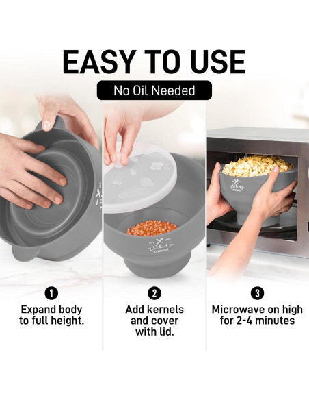 Popcorn Popper de Silicona Zulay Kitchen Plegable 15 Tazas