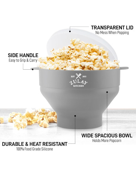 Popcorn Popper de Silicona Zulay Kitchen Plegable 15 Tazas