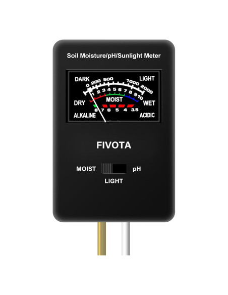 Medidor de pH del Suelo Fivota FV03 con Pantalla Grande 3 en 1