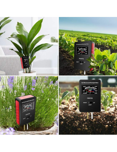 Medidor de pH del Suelo Fivota FV03 con Pantalla Grande 3 en 1