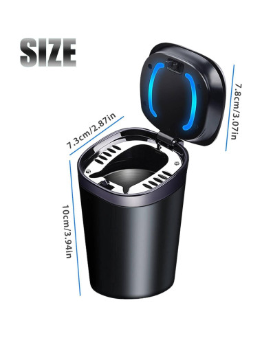 Cenicero de Coche WaiNynyda Acero Inoxidable con Tapa LED