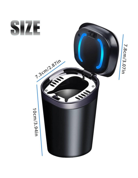 Cenicero de Coche WaiNynyda Acero Inoxidable con Tapa LED