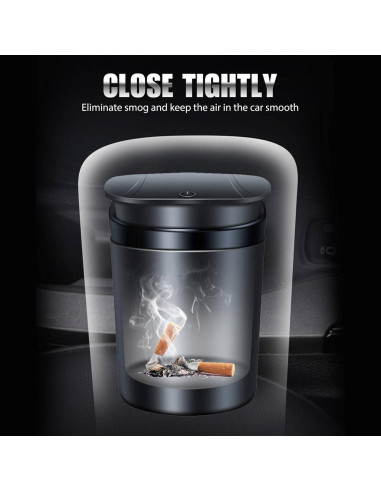 Cenicero de Coche WaiNynyda Acero Inoxidable con Tapa LED