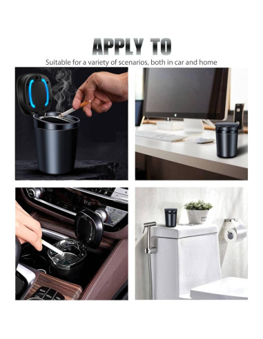 Cenicero de Coche WaiNynyda Acero Inoxidable con Tapa LED