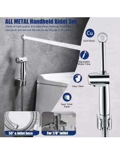 Rociador de Bidet de Mano SonTiy 20.1 cm Cromo Ergonómico 2