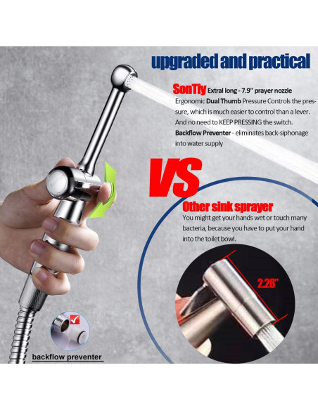 Rociador de Bidet de Mano SonTiy 20.1 cm Cromo Ergonómico