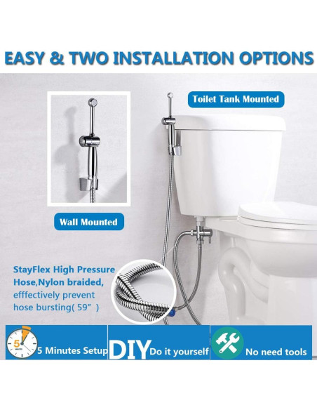 Rociador de Bidet de Mano SonTiy 20.1 cm Cromo Ergonómico