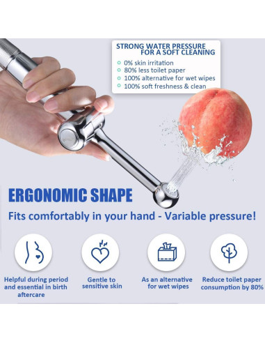 Rociador de Bidet de Mano SonTiy 20.1 cm Cromo Ergonómico