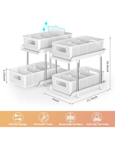Organizador de Baño RIKOJUXI 2 Niveles Apilable Blanco 2