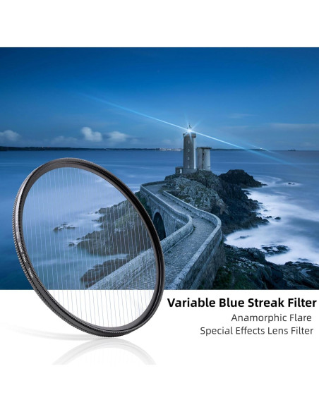 Filtro de lente anamórfico Blue Streak 49mm GREEN.L Filtro de lente anamórfico Blue Streak 49mm GREEN.L