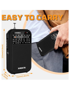 Radio Portátil AM FM XHDATA D220 Onda Corta 125g 2