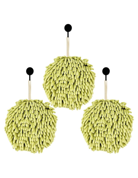 Toallas de Mano MEETSWEET Chenille Secado Rápido Set 3 Verde