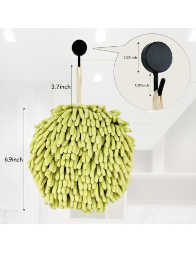 Toallas de Mano MEETSWEET Chenille Secado Rápido Set 3 Verde