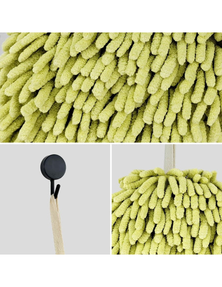 Toallas de Mano MEETSWEET Chenille Secado Rápido Set 3 Verde