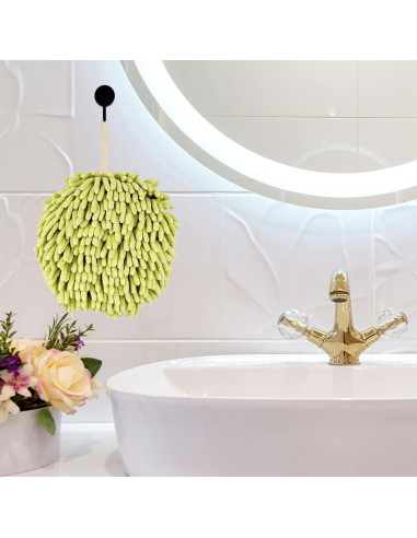 Toallas de Mano MEETSWEET Chenille Secado Rápido Set 3 Verde