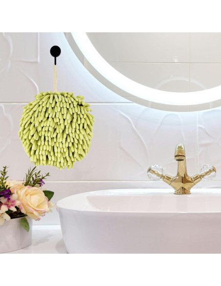 Toallas de Mano MEETSWEET Chenille Secado Rápido Set 3 Verde