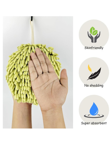 Toallas de Mano MEETSWEET Chenille Secado Rápido Set 3 Verde