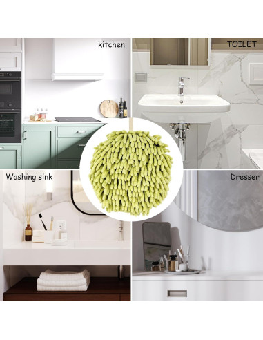 Toallas de Mano MEETSWEET Chenille Secado Rápido Set 3 Verde