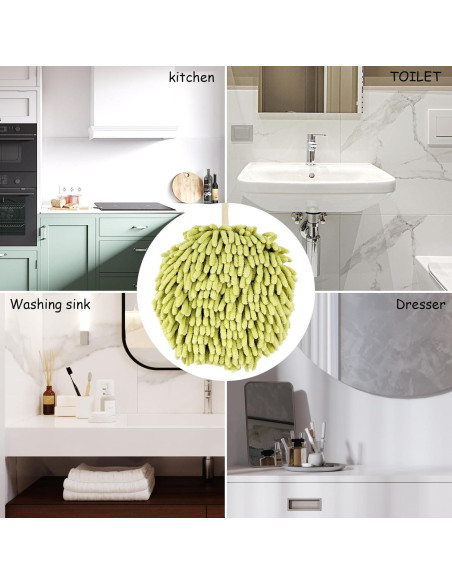 Toallas de Mano MEETSWEET Chenille Secado Rápido Set 3 Verde