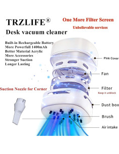 Aspiradora de Escritorio Inalámbrica TRZLIFE VAC 03 Rosa 2