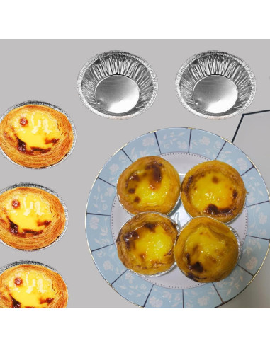 100 Bandejas Mini de Aluminio HLCM para Tartas y Quiches