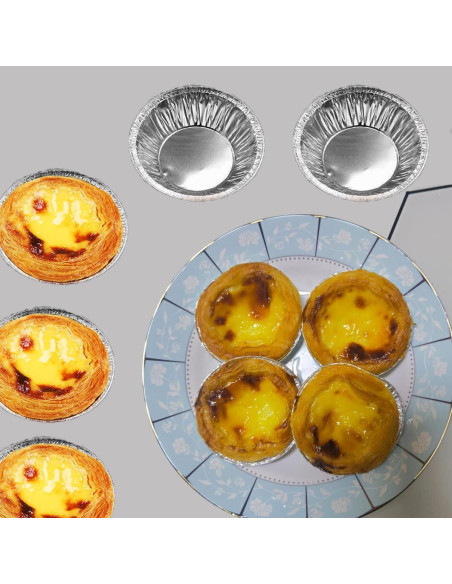 100 Bandejas Mini de Aluminio HLCM para Tartas y Quiches