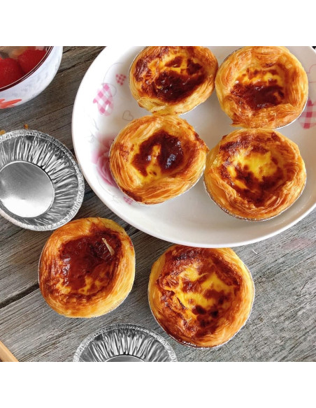 100 Bandejas Mini de Aluminio HLCM para Tartas y Quiches