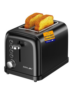 Tostadora 2 Rebanadas RAMJOY Negra Acero Inoxidable 900W