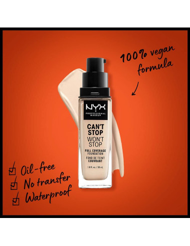 Base Líquida Mate NYX 24h Cobertura Completa 29.57 ml Pálido