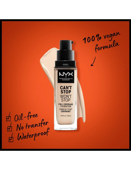 Base Líquida Mate NYX 24h Cobertura Completa 29.57 ml Pálido