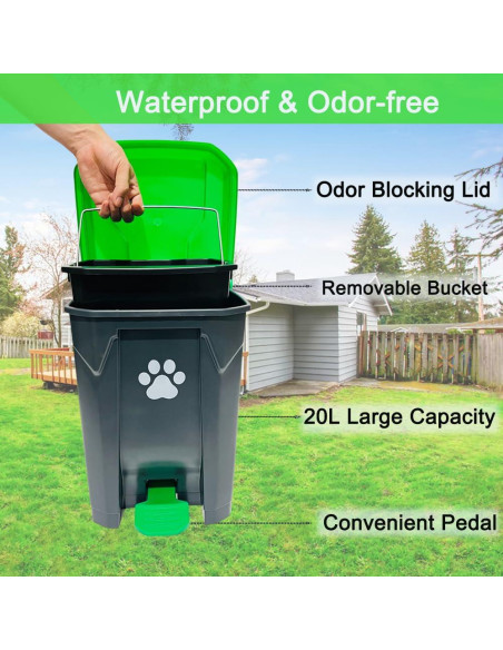 Cubo de Basura para Excremento de Perro UUIXXYG 20L con Recogedor