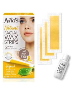 Cintas de Cera Facial Nad's - Natural - 30 Cintas + Aceite