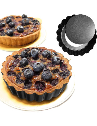 Paquete de 6 Moldes para Tartas Mini CFGUK 10 cm Antiadherente