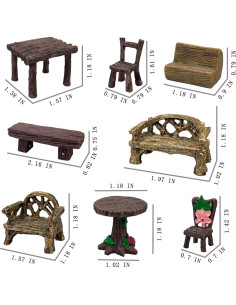 Juego de Mesa y Sillas en Miniatura PIVNASY - 10 Piezas Jardín de Hadas 2