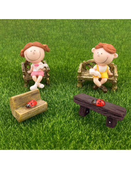 Juego de Mesa y Sillas en Miniatura PIVNASY - 10 Piezas Jardín de Hadas