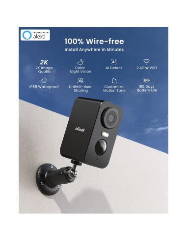 Cámaras de Seguridad Inalámbricas ieGeek ZS-GX3S 2K Paquete de 2